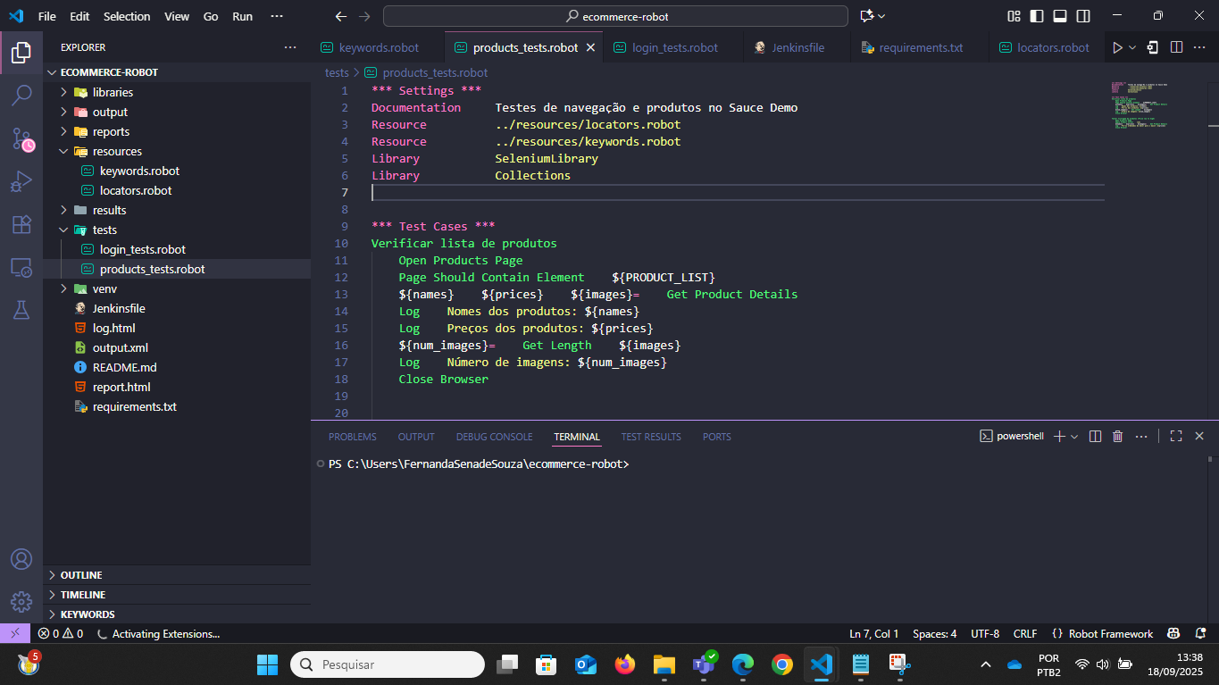 Automação Web - E-commerce Robot Framework